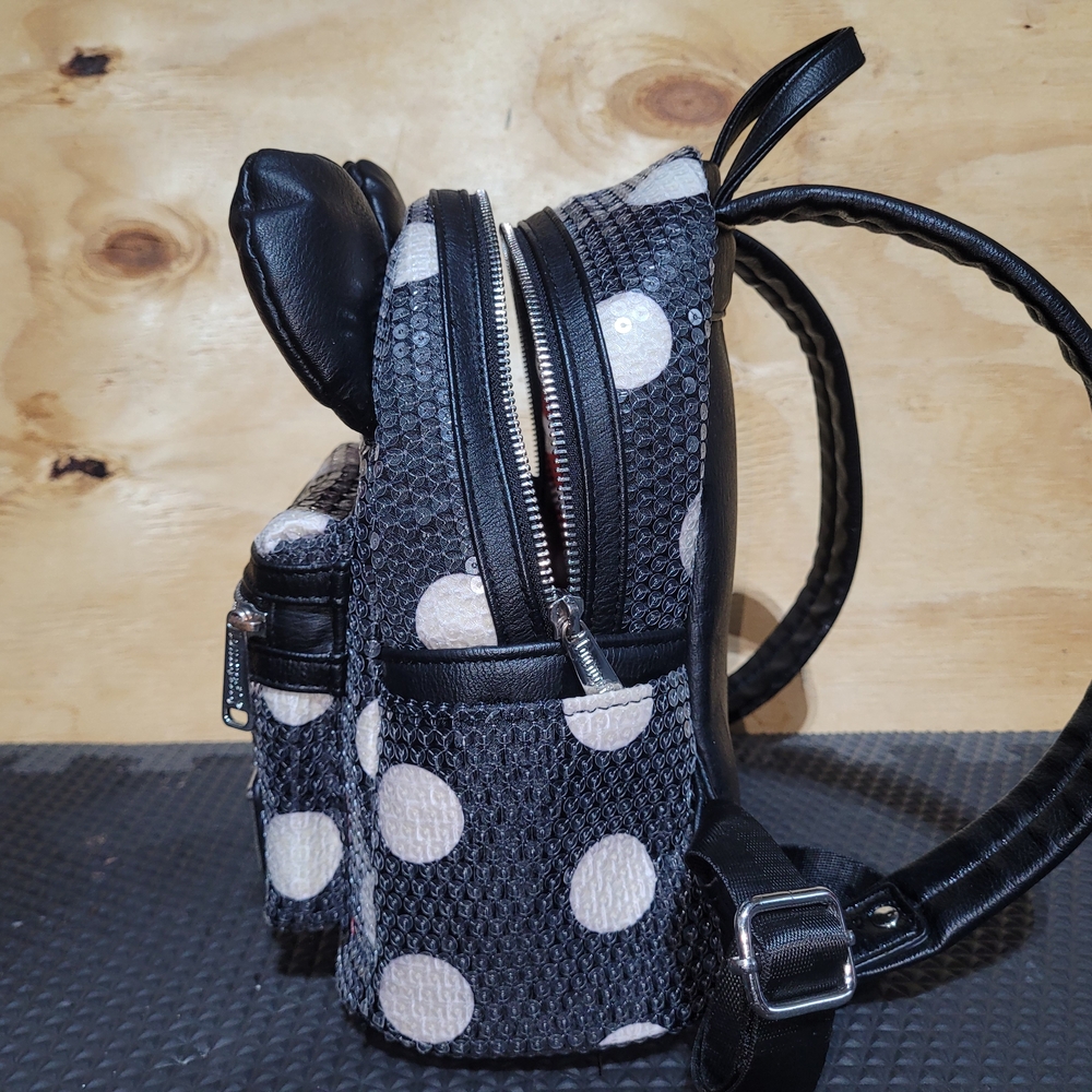 Disney Parks Loungefly Minnie Mouse Sequined Mini Backpack – Polka‑Dot Bow - Picture 2 of 12